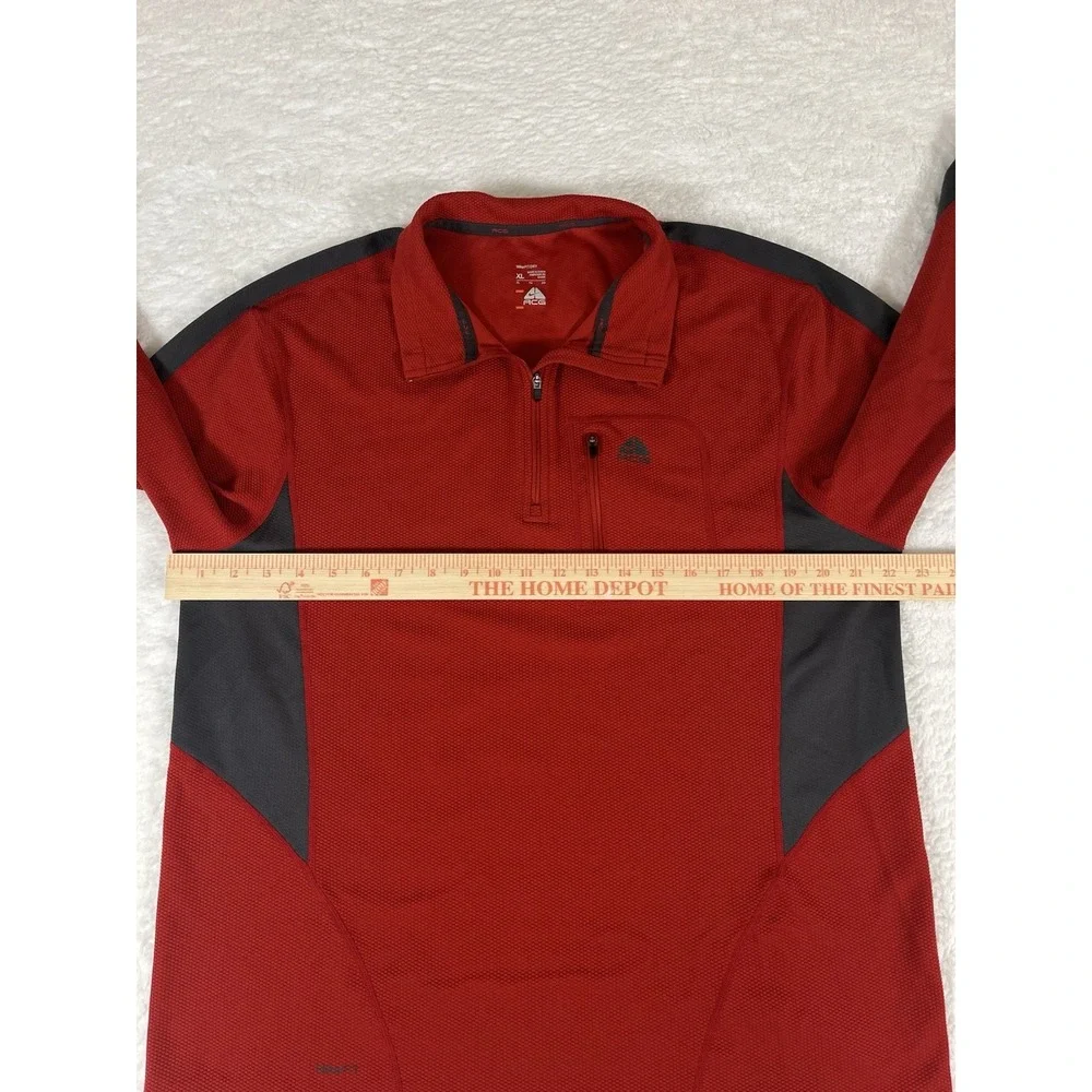 Nike‎ ACG Red Gray Colorblock Waffle Knit Quarter Zip Pullover Shirt Men's XL